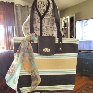 Striped Black and Tan Shoulder Bag